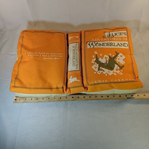Think Geek Olde Book Pillow Alice’s Adventures in Wonderland Orange Plush - Picture 7 of 12
